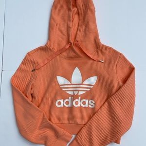 adidas orange cropped hoodie